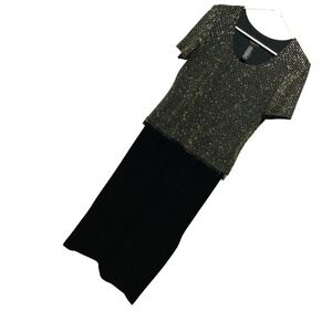 Scarlett Womens Gold Sequin Black Formal Party Maxi Dress Size 10 Evening